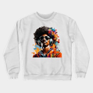 Afro listening music Crewneck Sweatshirt